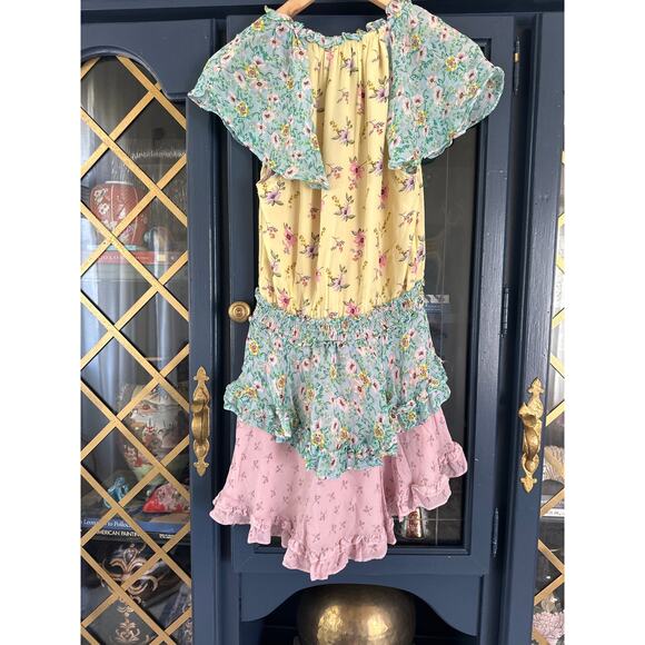 Yumi Kim Milly Dress XS | Floral Willlow Garden Patchwork Ruffle Mini Dress - Picture 7 of 9